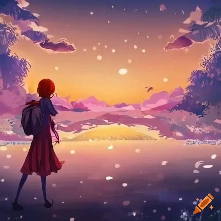 Pemandangan anime romantis yang indah