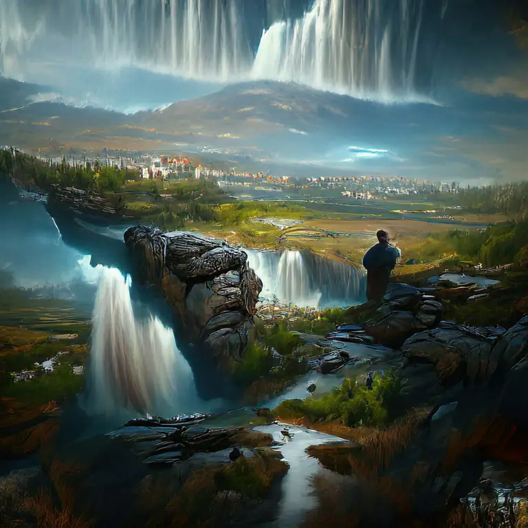 Visualisasi pertemuan antara dunia fantasi dan dunia modern Dunia fantasi bertemu dunia modern