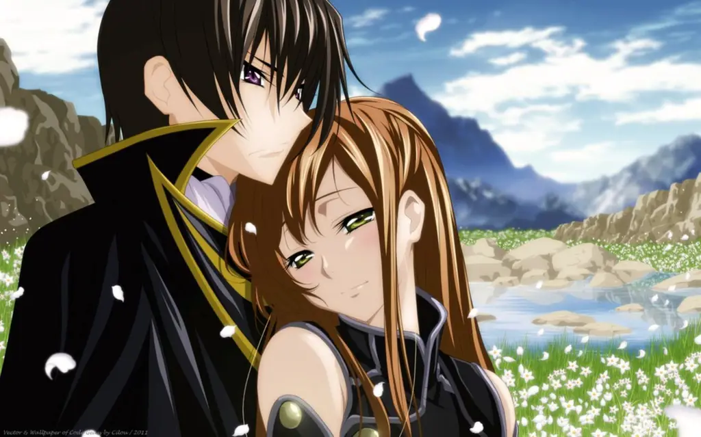 Ilustrasi pasangan anime yang romantis Pasangan anime bergandengan tangan