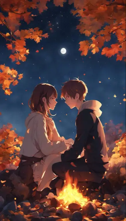 Kebahagiaan bersama pasangan di anime Pasangan anime yang bahagia dan sedang berpelukan, menggambarkan kebahagiaan