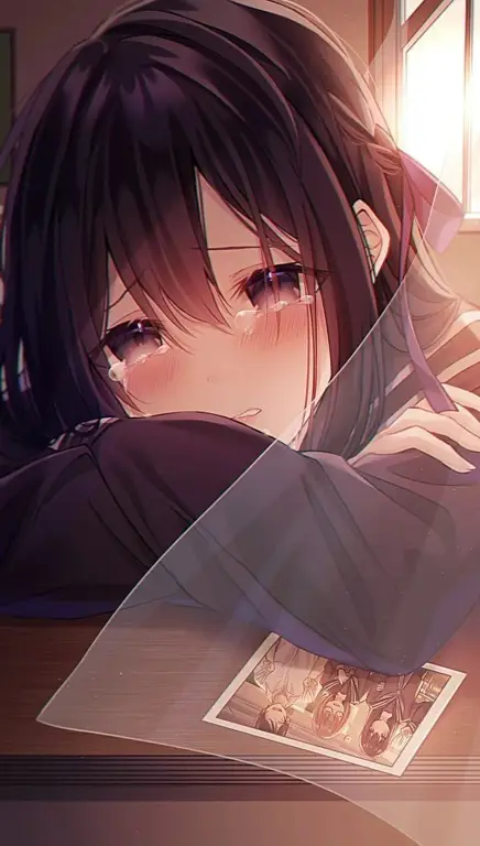 Momen sedih yang menyayat hati Gadis anime yang sedang menangis sedih