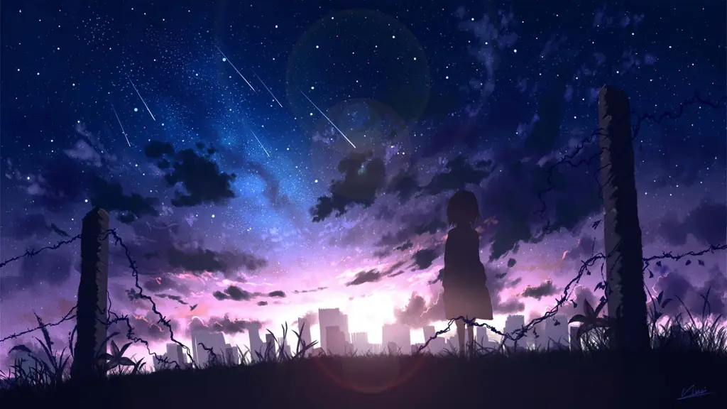 Suasana romantis yang bikin baper Pemandangan malam yang romantis dalam anime