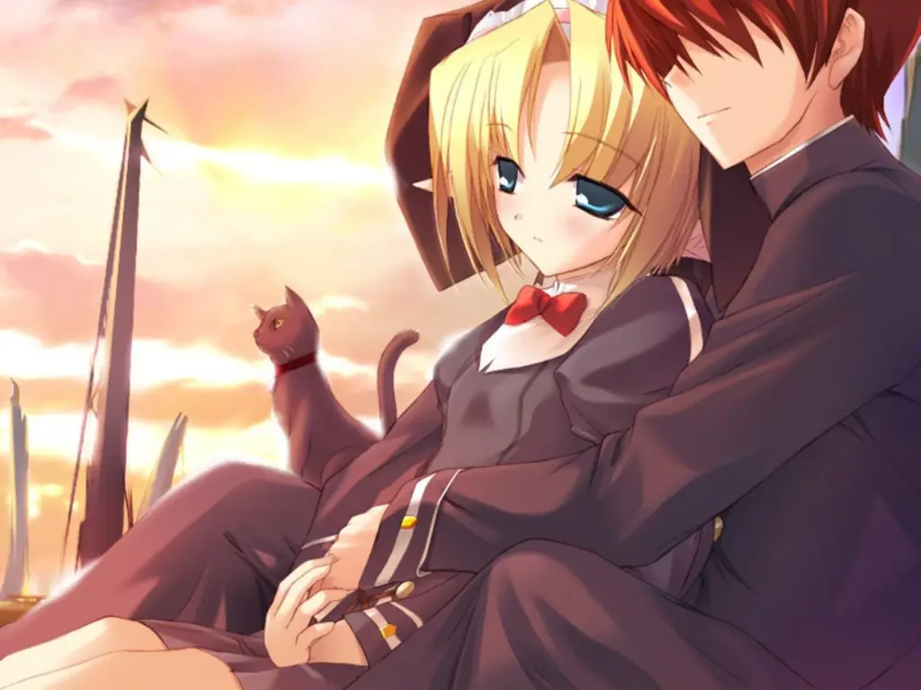 Pasangan romantis dalam anime Gambar pasangan anime yang menggemaskan.