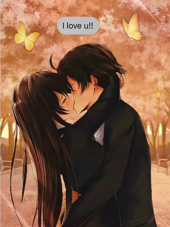 Ilustrasi pasangan anime yang bahagia Pasangan anime yang bahagia