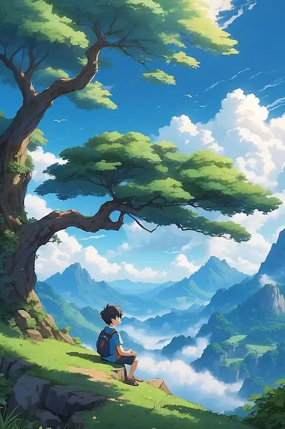 Momen Romantis di Anime Karakter Anime Menyaksikan Matahari Terbenam