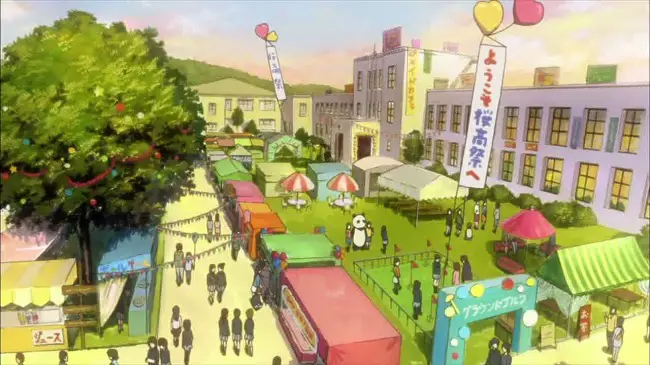 Suasana Festival Sekolah yang Menarik Festival sekolah anime yang meriah
