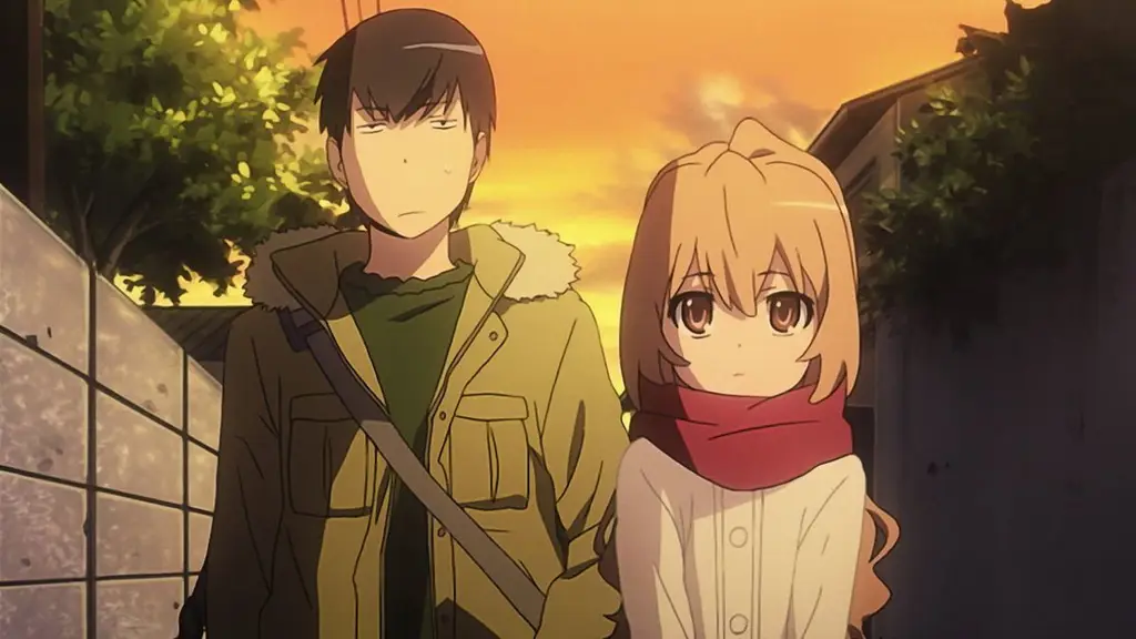 Pasangan Ryuuji dan Taiga dalam anime Toradora!