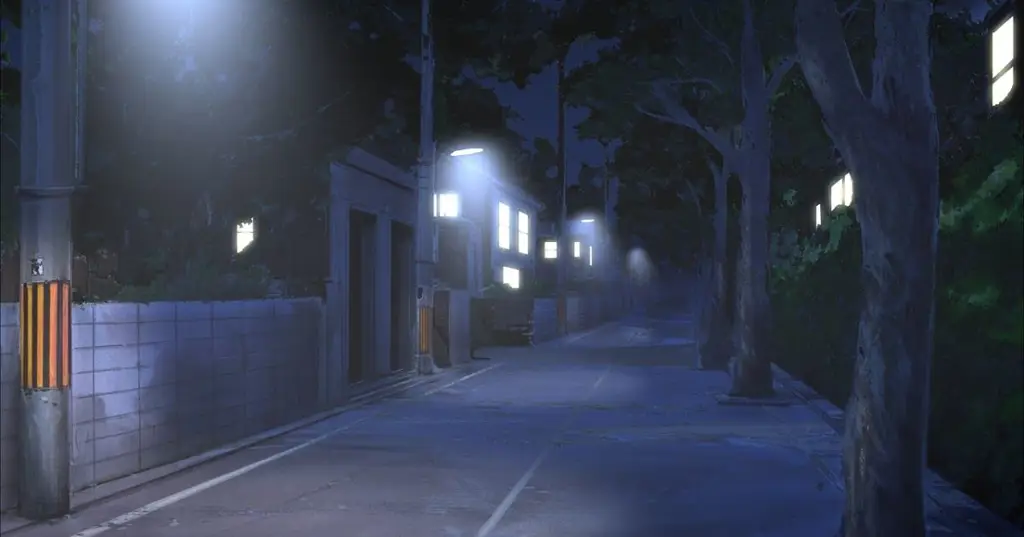 Suasana malam yang romantis dalam anime Pemandangan malam Anime