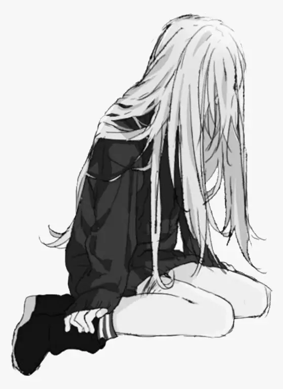 Ekspresi Karakter yang Terluka Gadis anime yang sedih