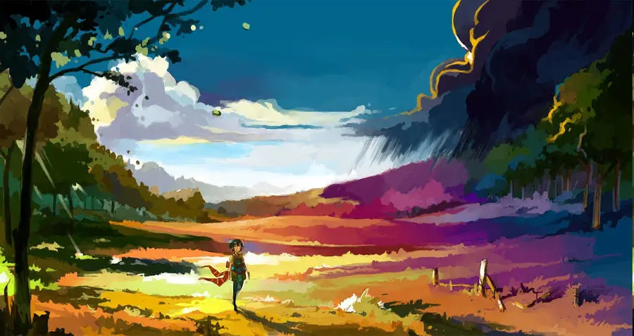 Pemandangan Romantis Dunia Fantasi Anime Gambar pemandangan fantasi romantis dari anime