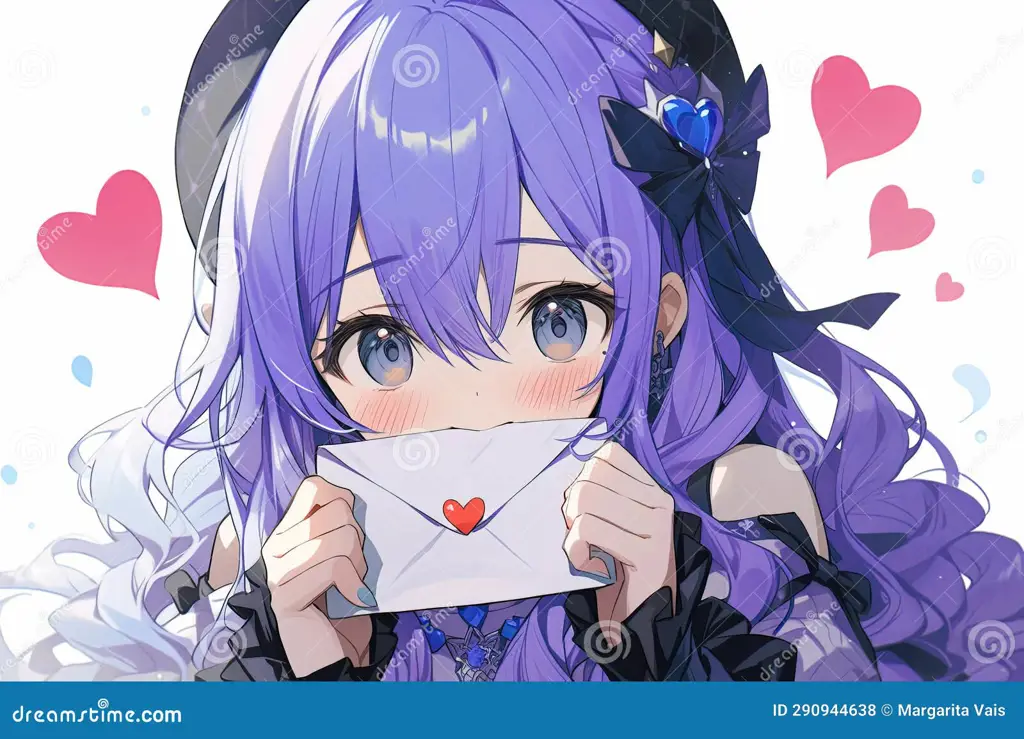 Momen romantis dalam anime Gadis anime yang lucu sedang memerah
