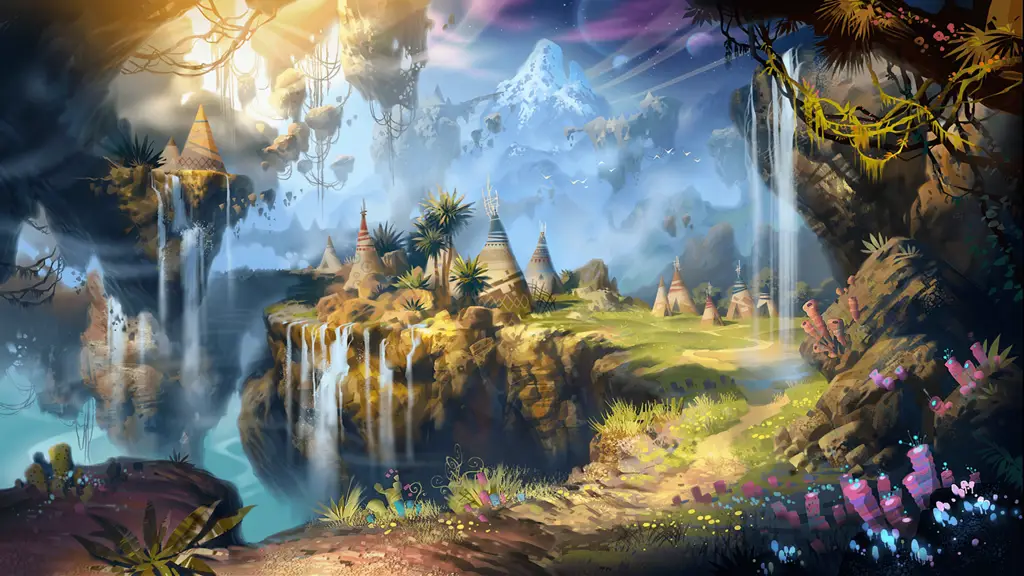Pemandangan dunia fantasi yang indah Pemandangan anime fantasi