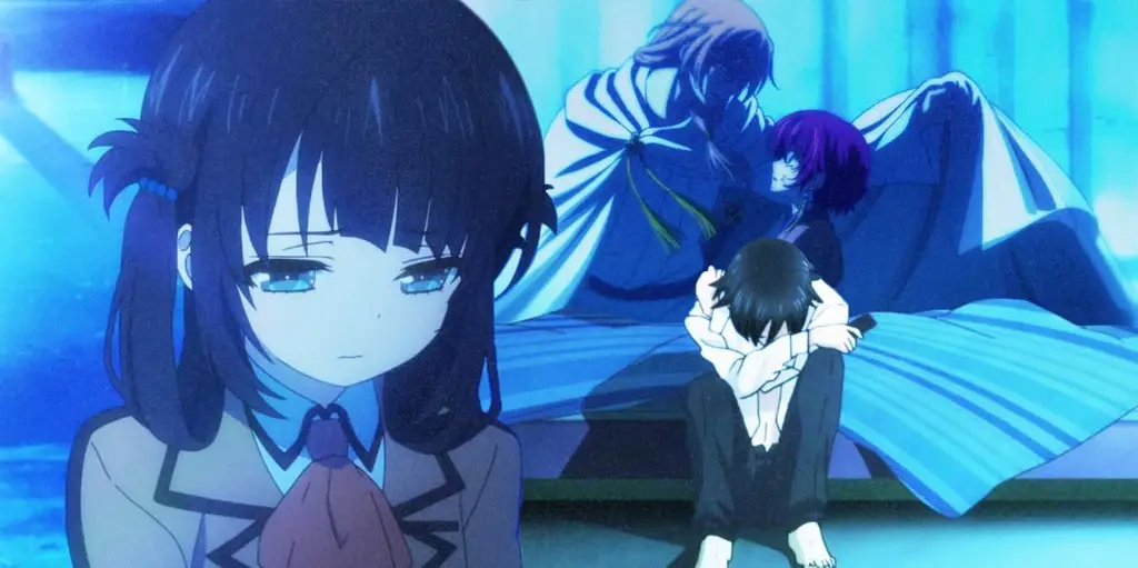 Konflik dan emosi dalam anime romance NTR Pasangan anime yang sedang bersedih dan patah hati