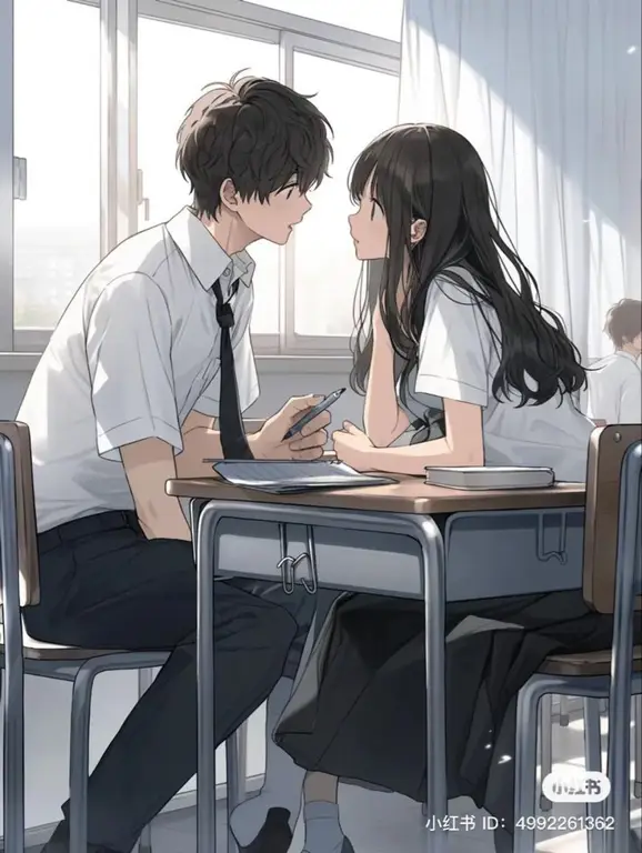 Pasangan anime yang sedang kasmaran di sekolah Pasangan anime romantis di sekolah