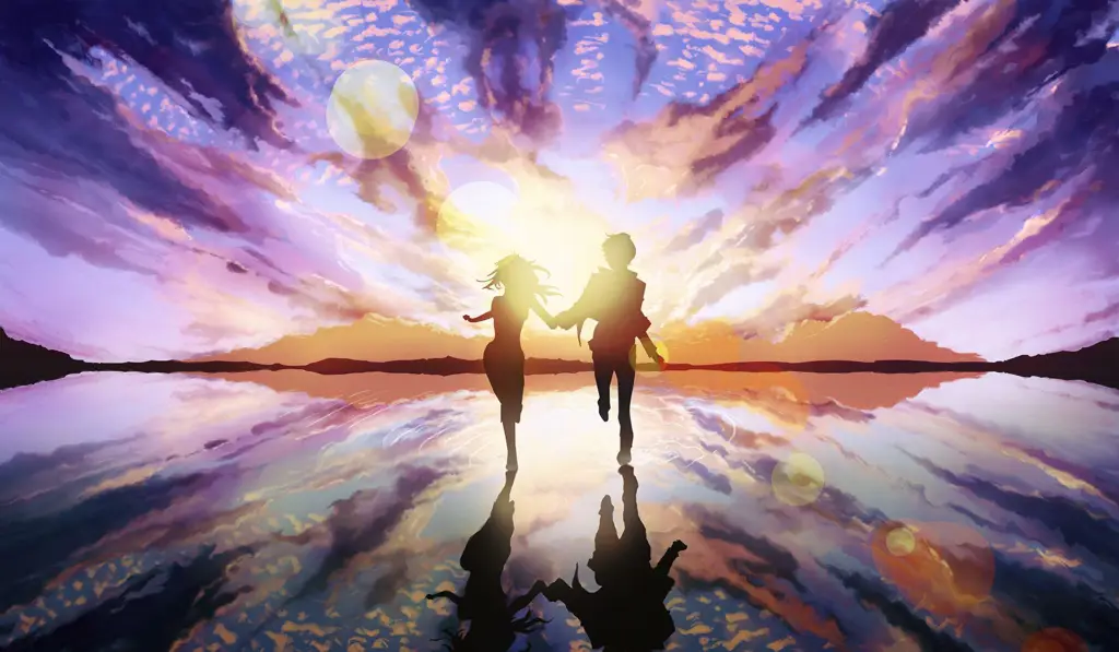 Ilustrasi pasangan anime yang bahagia dan mesra Pasangan anime yang bahagia