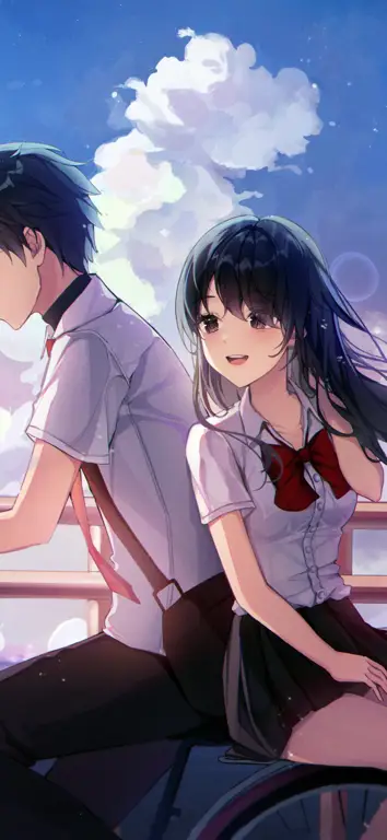 Pasangan anime yang manis dan imut Pasangan anime menggemaskan dengan seragam sekolah