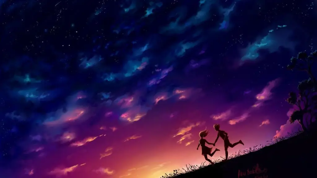 Suasana Romantis Malam Hari Gambar pemandangan malam yang romantis dalam anime
