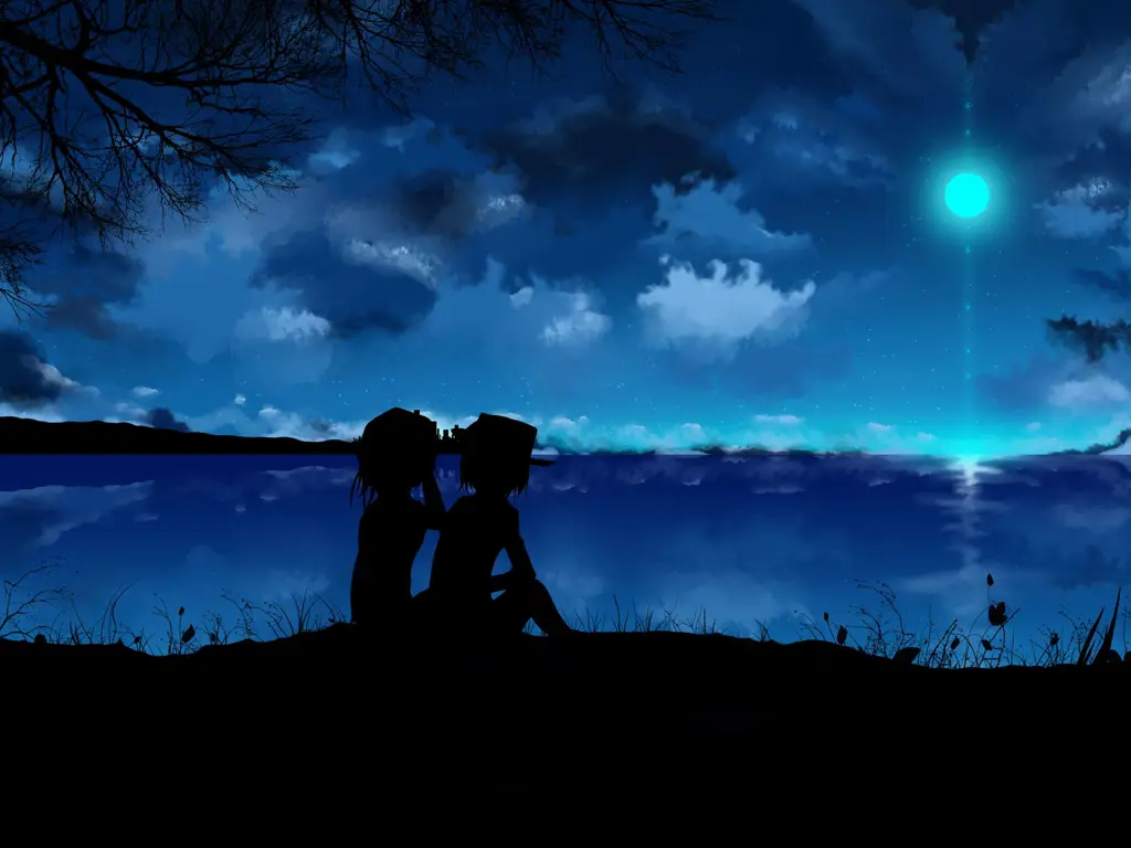 Suasana romantis malam hari dalam anime Pemandangan malam romantis anime