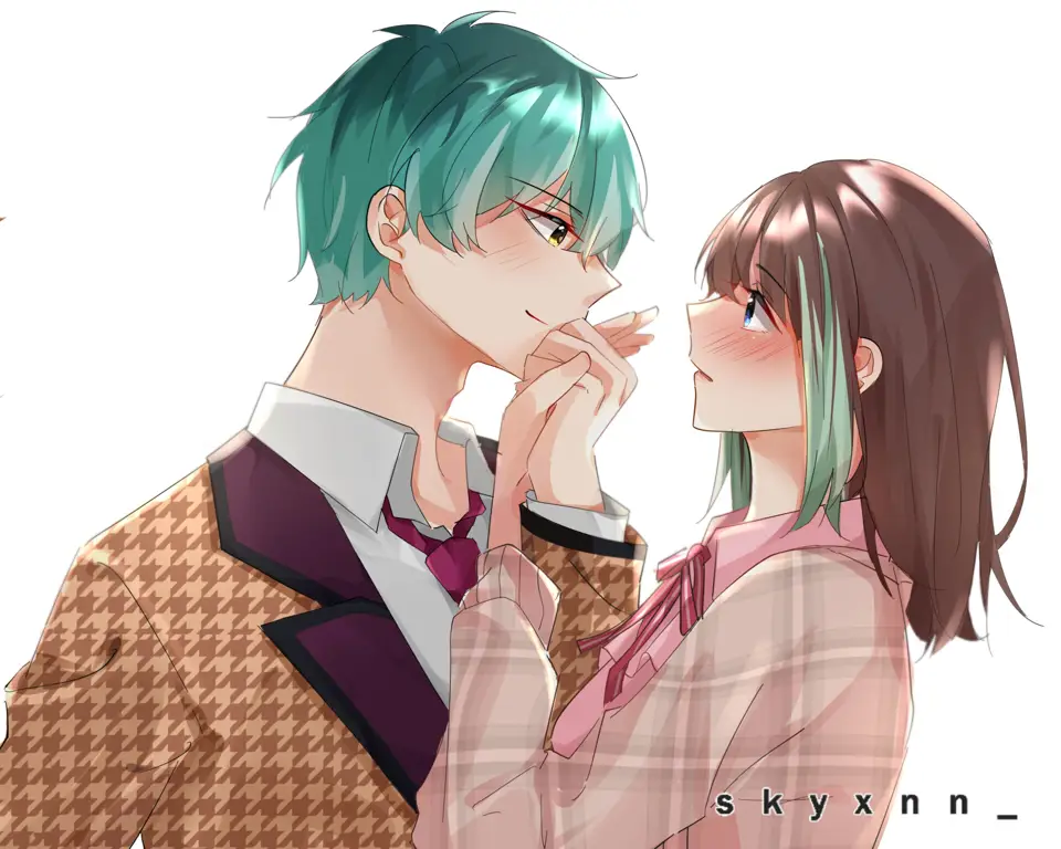 Momen romantis di lingkungan sekolah Adegan romantis di sekolah anime