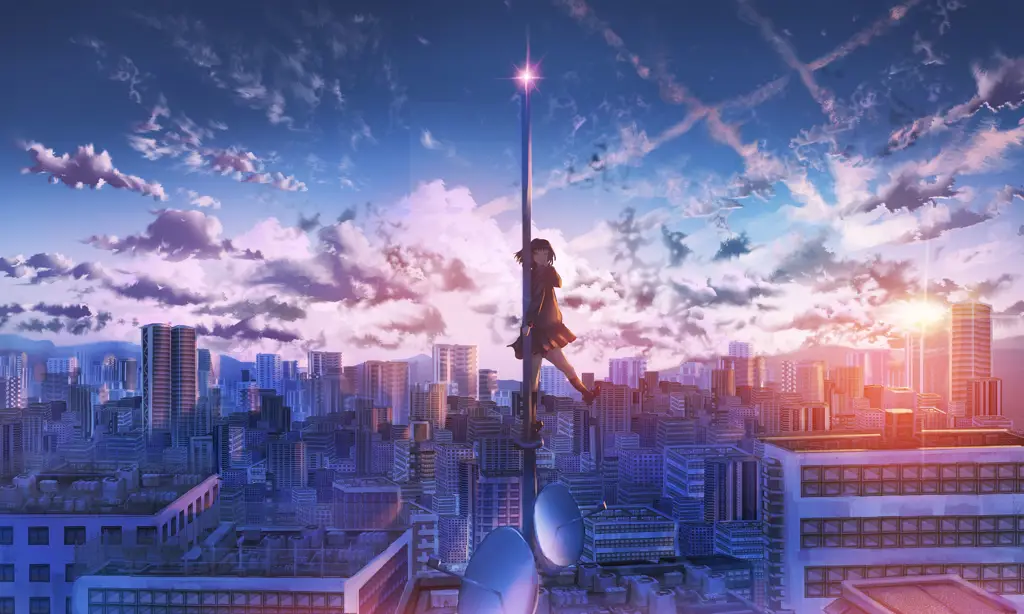 Ilustrasi pemandangan malam anime yang indah Pemandangan malam anime