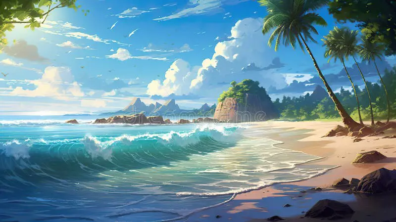 Gambar karakter anime yang sedang duduk di taman yang indah dan damai