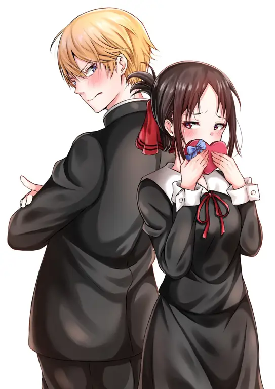 Kaguya-sama: Love is War: Pertempuran Cinta yang Jenaka Gambar pasangan utama dari anime Kaguya-sama: Love is War