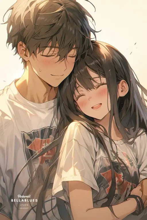 Kencan manis ala anime Pasangan anime di sebuah kafe