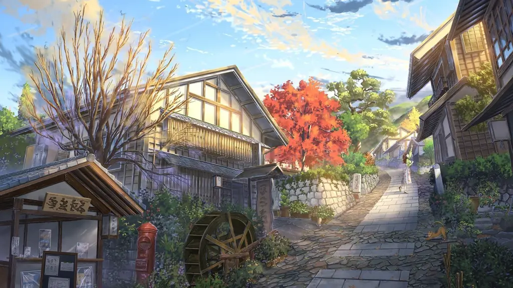 Suasana tenang di Barakamon Pemandangan desa anime yang damai