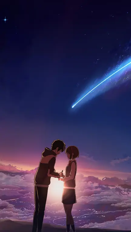 Suasana romantis dalam anime Adegan romantis anime di malam hari