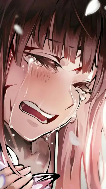 Ilustrasi gadis anime yang menangis tersedu-sedu Gadis anime yang menangis