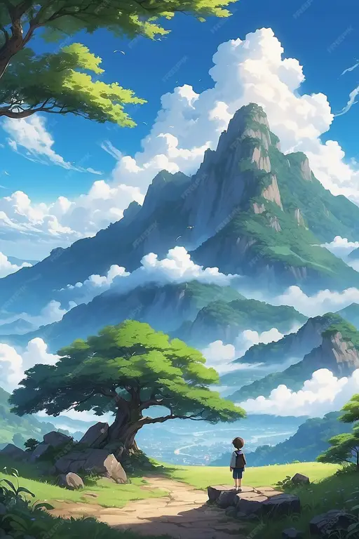 Menikmati Momen Romantis Pasangan anime bahagia menyaksikan matahari terbenam