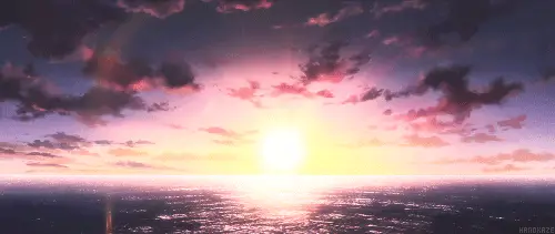 Gambar pemandangan matahari terbenam anime
