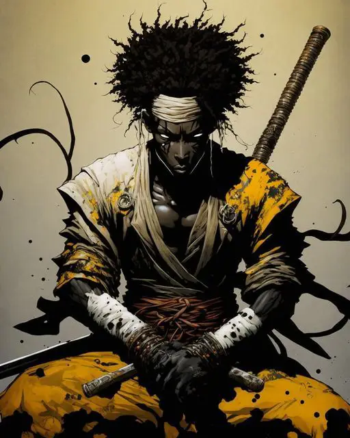 Afro Samurai: Gaya Visual yang Unik dan Cerita yang Menarik Desain karakter anime Afro Samurai yang unik dan penuh gaya