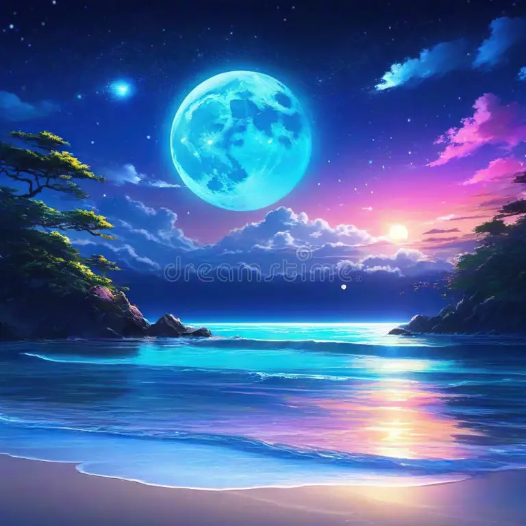 Suasana Romantis Malam Hari Pemandangan malam yang romantis dalam anime