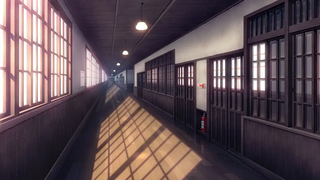 Suasana sekolah yang damai dalam anime Gambar pemandangan sekolah anime yang indah dan menenangkan