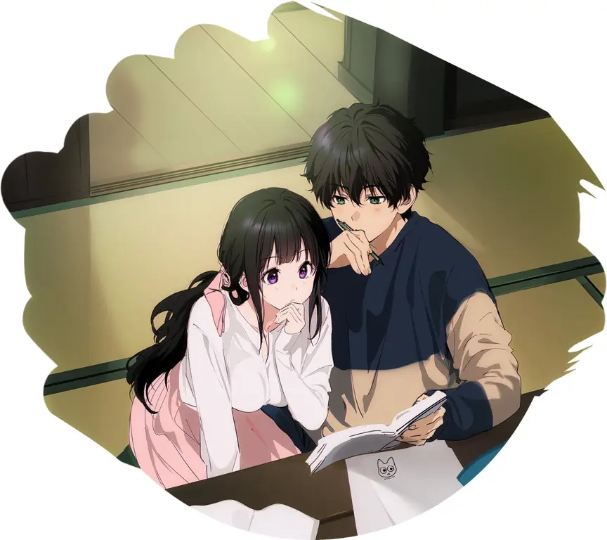 Momen Manis Belajar Bersama Pasangan anime yang bahagia belajar bersama