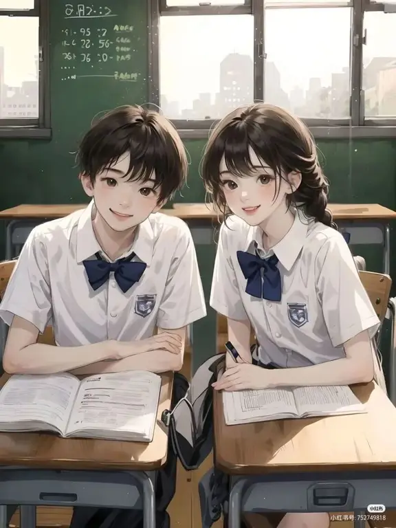 Pasangan Anime Sekolah yang Menggemaskan Gambar pasangan anime sekolah yang lucu dan menggemaskan