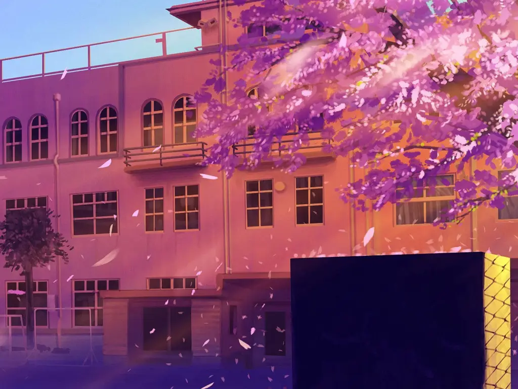 Keindahan Sekolah dalam Anime Romantis Pemandangan sekolah yang indah dan romantis dalam anime