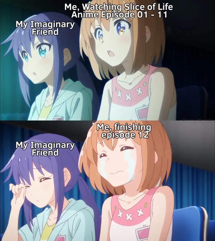 Momen Menyenangkan Bareng Teman Gambar teman-teman yang menonton anime bersama di sekolah
