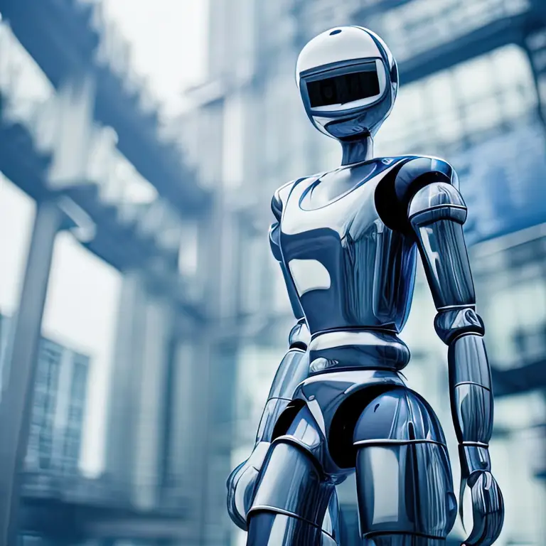 Dunia Masa Depan yang Penuh dengan Teknologi Ilustrasi kota futuristik dengan robot-robot canggih