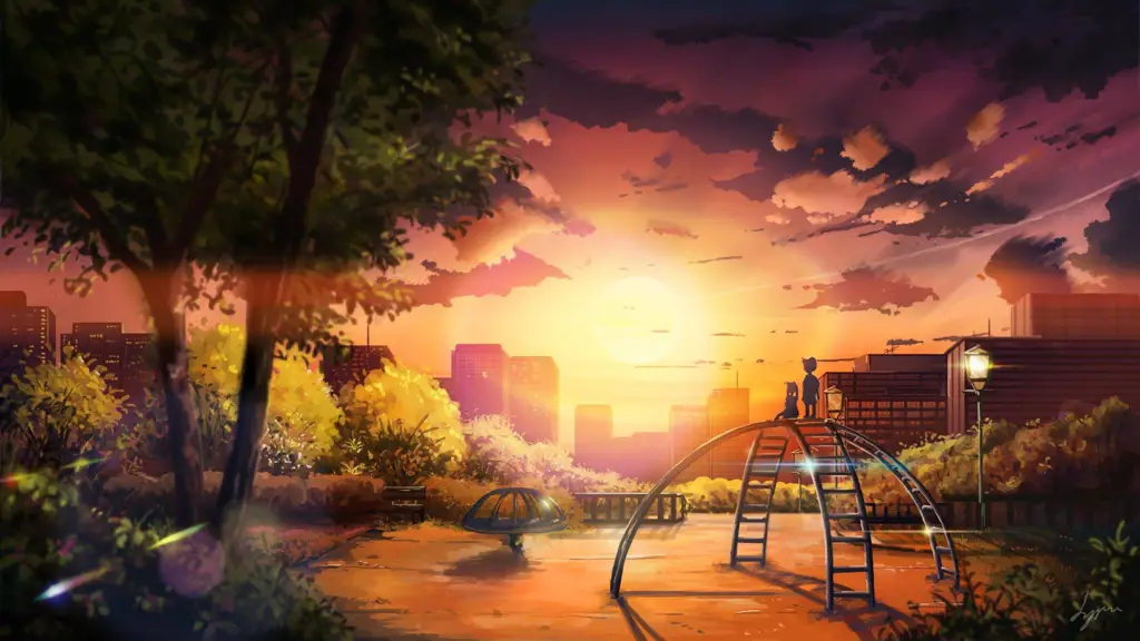 Suasana Menenangkan Saat Menonton Anime Pemandangan alam yang menenangkan dari anime