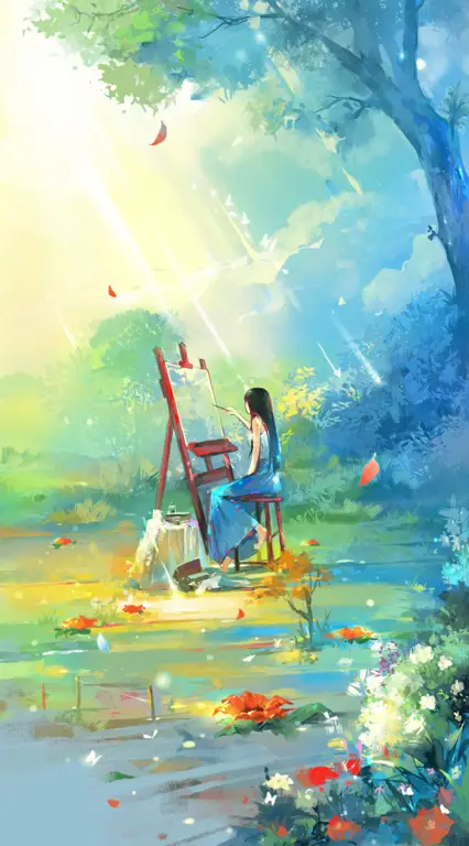 Suasana damai yang cocok untuk bulan Ramadan Gambar pemandangan anime yang damai