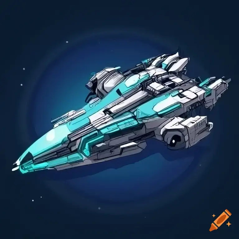 Desain Pesawat Luar Angkasa yang Epik Pesawat luar angkasa yang futuristik dan detail dari anime