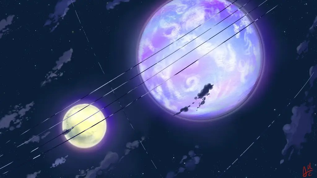Pemandangan malam yang indah dalam anime Pemandangan malam anime