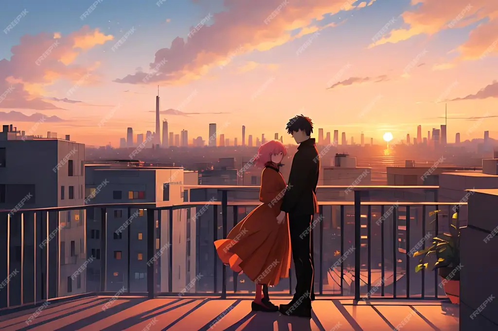 Pemandangan Romantis Anime Pemandangan indah dalam anime romantis