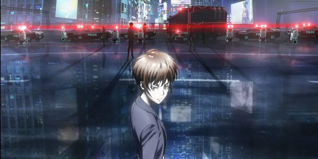Ilustrasi kota futuristik di anime