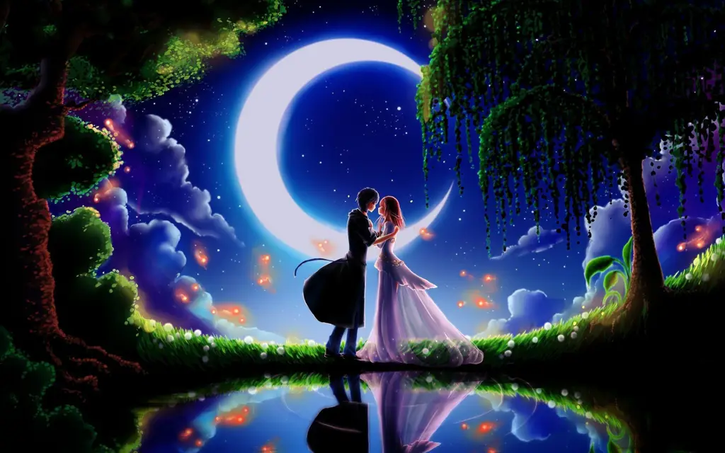 Pemandangan Romantis Anime Pemandangan anime romantis, seperti matahari terbenam di tepi pantai