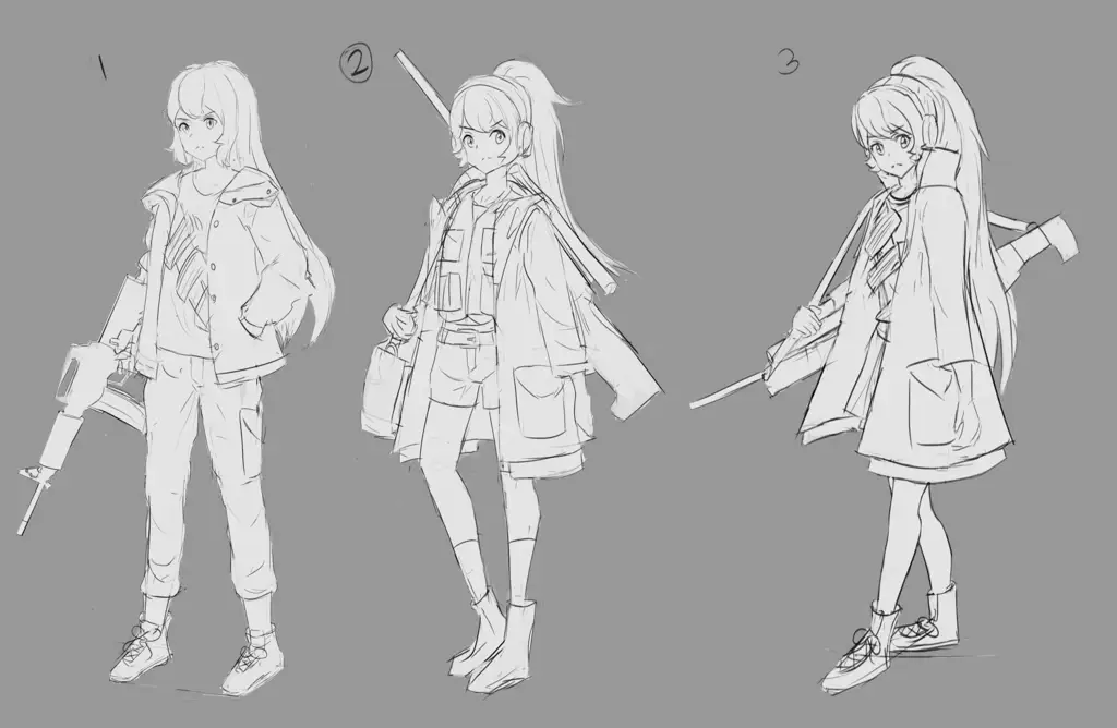 Karakter anime dengan desain yang unik dan memukau Ilustrasi karakter anime yang detail dan menarik