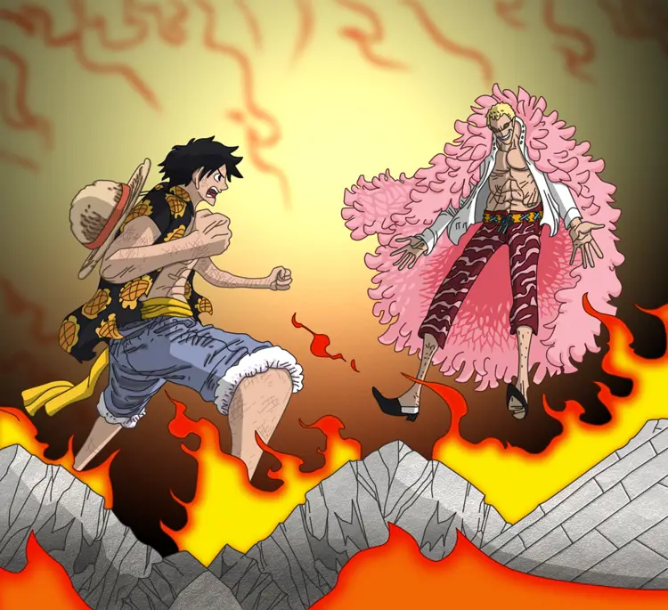 Pertarungan Epik di Dunia Anime Ilustrasi karakter anime sedang bertarung dengan sengit