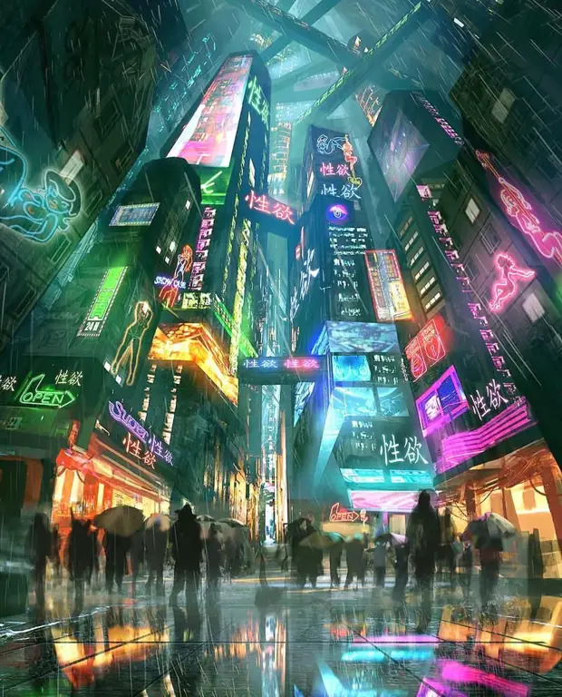 Anime Sci-Fi dengan Tema Sosial: Futuristik dan Mencerahkan Gambar kota futuristik dengan nuansa dystopian